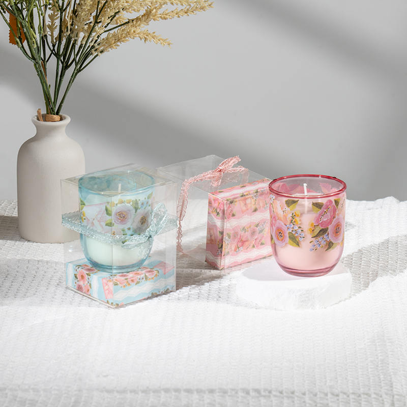 Coinnle cumhraithe cupán gloine bhabhta Mother'day - monaróir coinneal soighe Eco