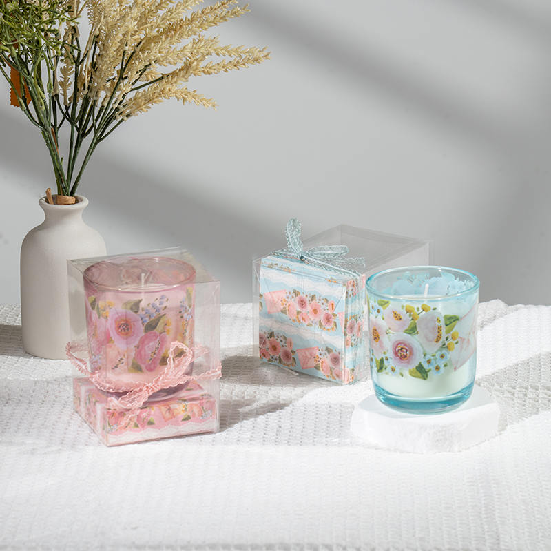 Coinnle cumhraithe cupán gloine bhabhta Mother'day - monaróir coinneal soighe Eco