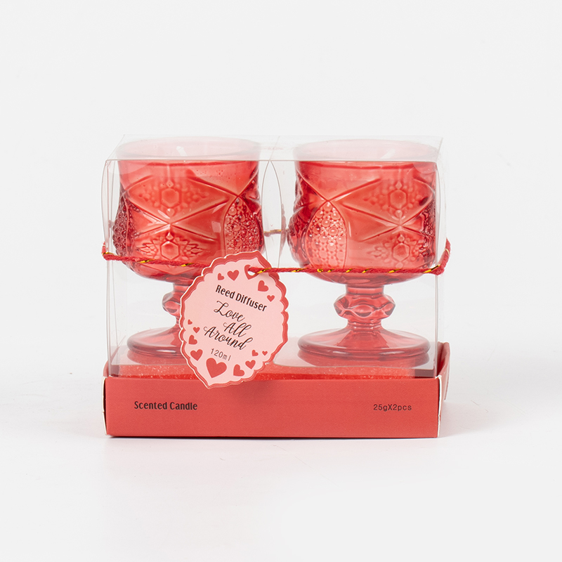 Coinneal cumhraithe cupán stylsh clasaiceach Vailintín 2PCS monaróir tacair coinneal céir soy eco-ogranic socraithe