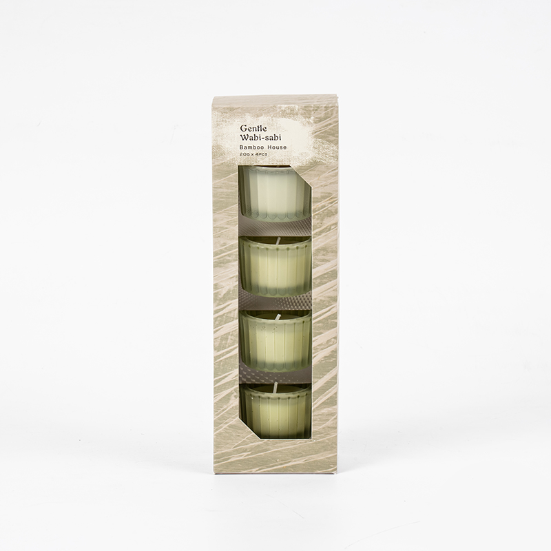 Sraith de 4 chupán coinneal gloine stiallacha beaga ingearacha