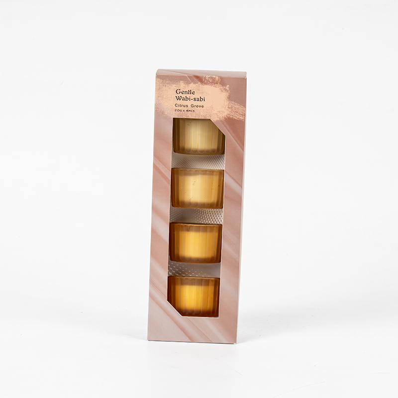 Sraith de 4 chupán coinneal gloine stiallacha beaga ingearacha