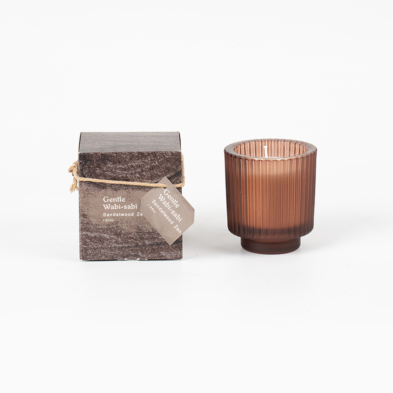 Cupán coinneal gloine cruinn le stripes ingearacha coinnle scent - díoltóir coinneal céir éicea soighe